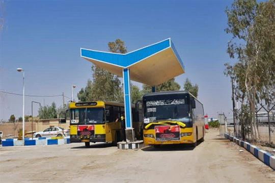 تأمین سوخت اتوبوس‌های درون‌شهری اربعین در مرز مهران انجام شد
